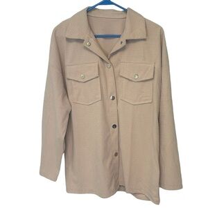 Emery Rose NEW dusty pink textured soft snap up shacket, size Small